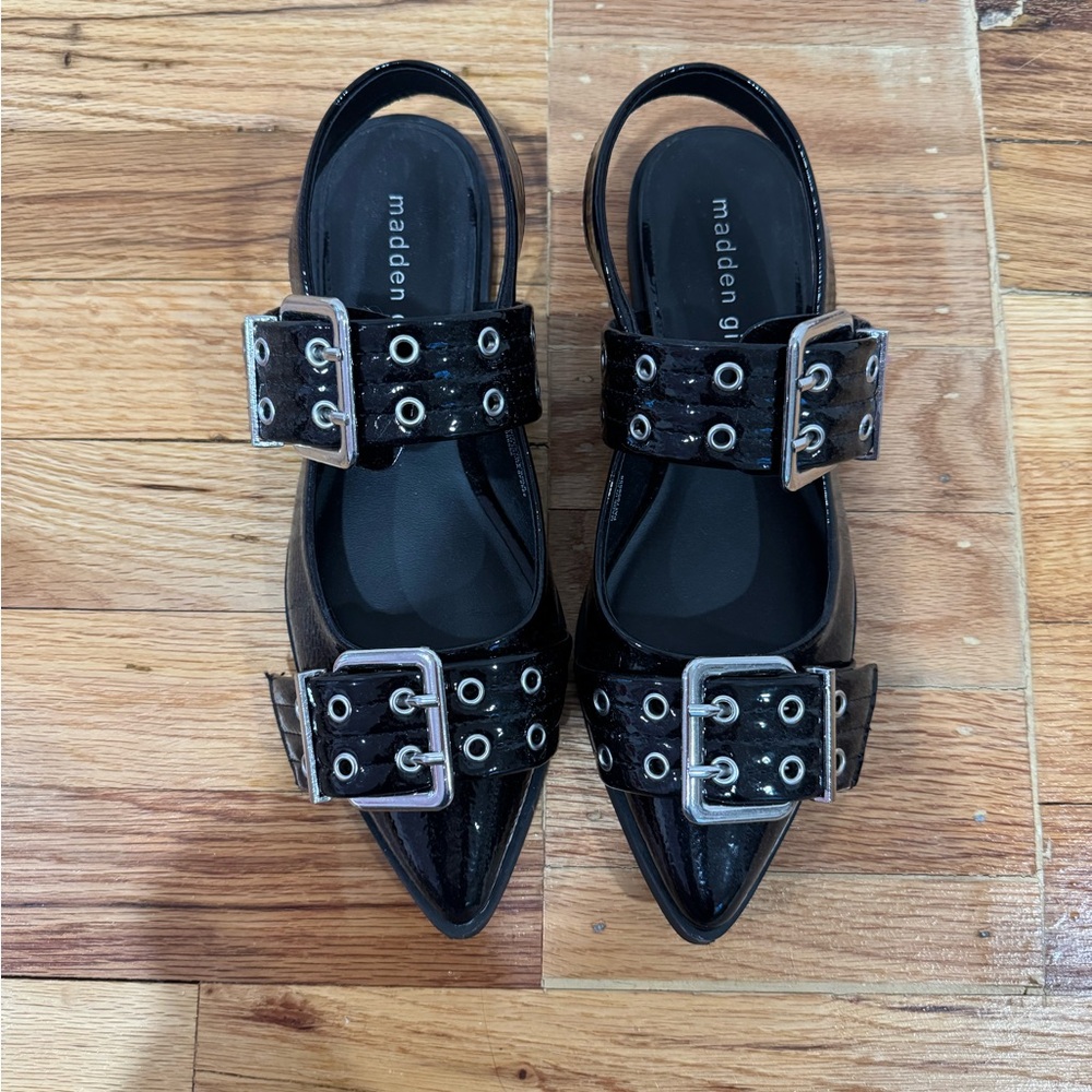 Madden Girl Black Buckle Strap Women's Shoes